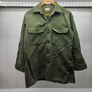 Vintage US Military OG-107 Cotton Sateen Utility Shirt Selma Apparel 15.5x31